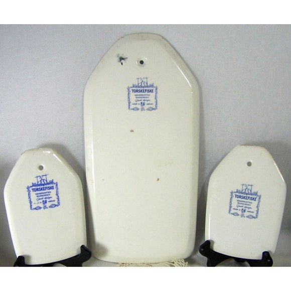 Norway Torskefiske Handpainted Silkscreen Gerd Design Wall Plaques, Set of 3 - Picture 4 of 9